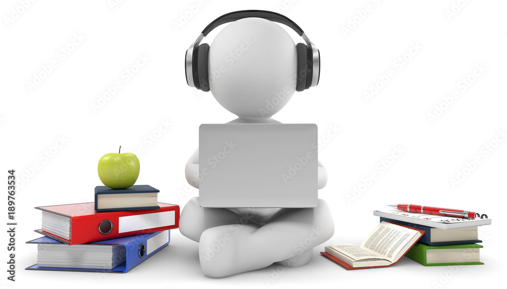 3d Männchen lernen und arbeiten Illustration Stock Adobe Stock