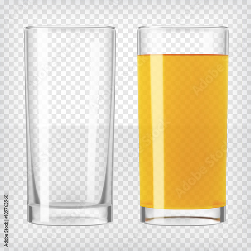 Orange juice and an empty glass