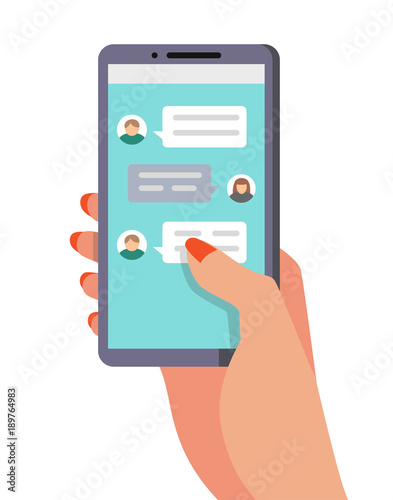 Woman hand holding smartphone with social network notifications.