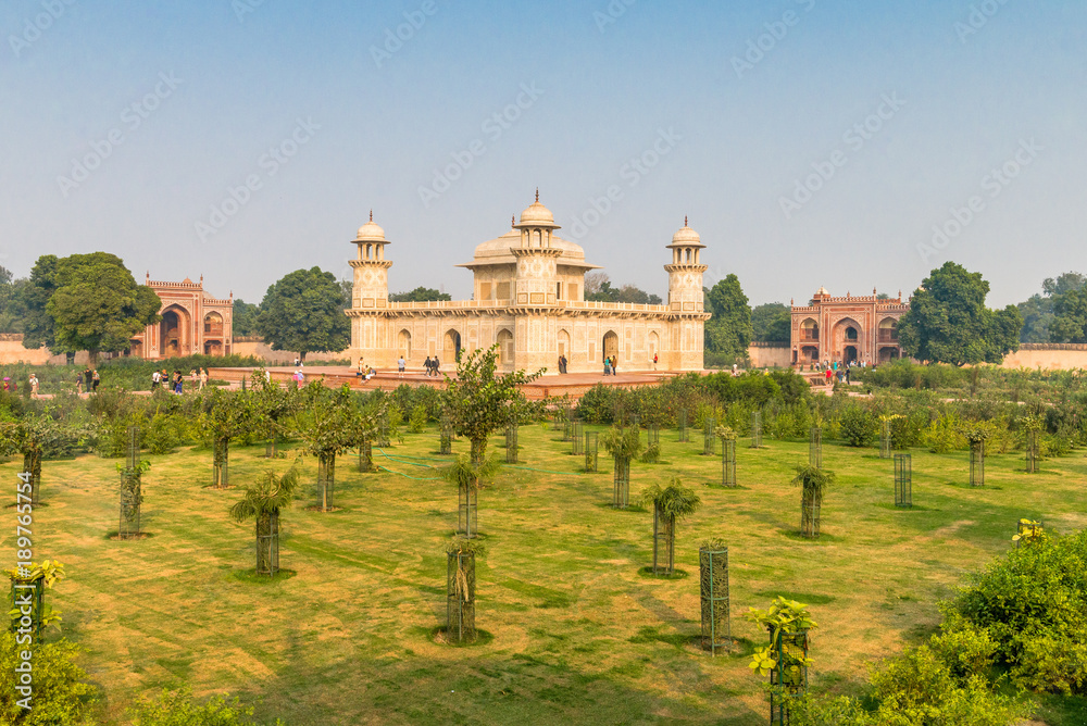 Tomb of I'timād-ud-Daulah with garden in Agra, India