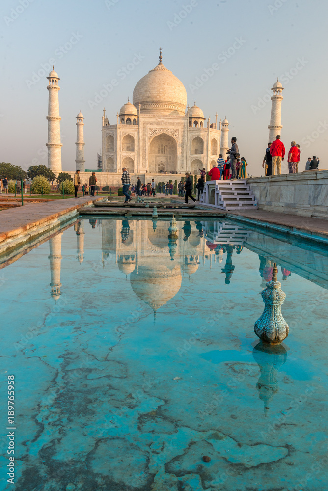 blue reflecting fountain at Taj Mahal, Agra, Uttar Pradesh