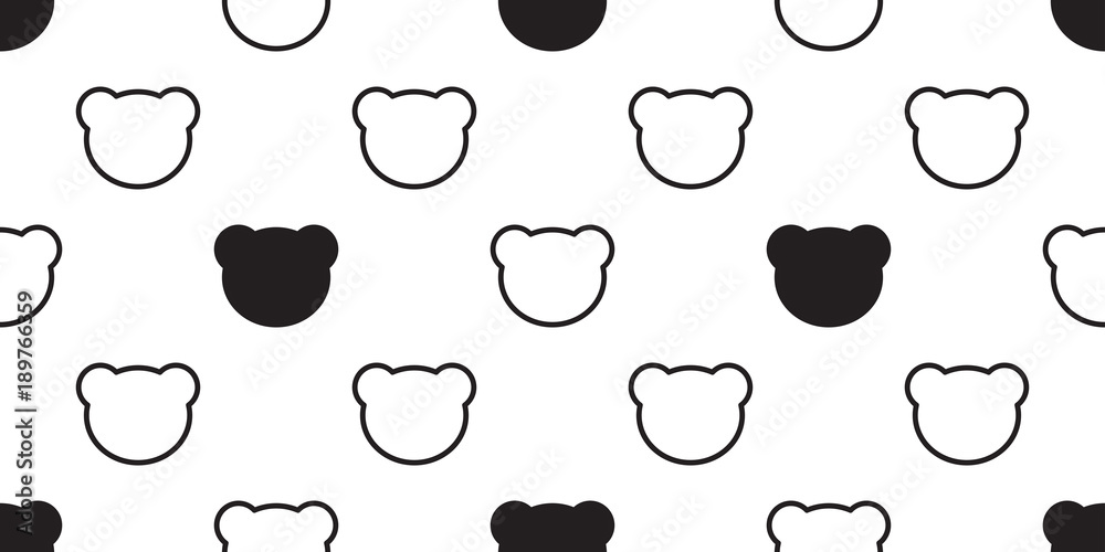 Bear seamless polar bear vector pattern grizzly teddy head isolated background wallpaper Bear seamless polar bear vector pattern grizzly teddy head isolated background wallpaper