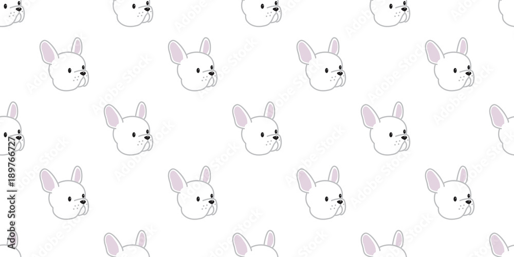 dog Seamless french bulldog vector Pattern head isolated wallpaper background white