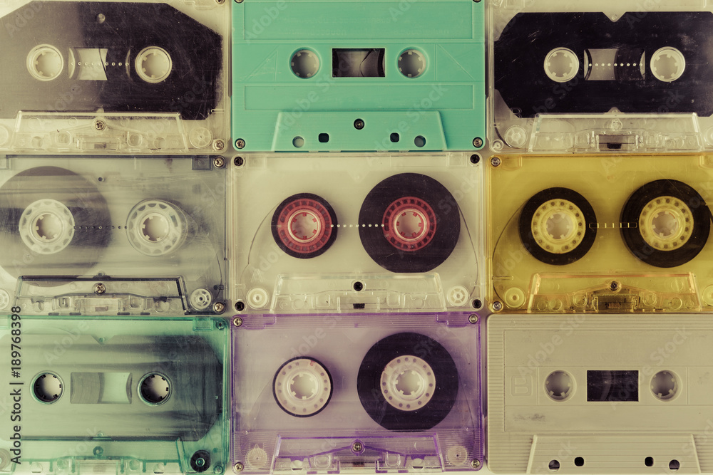 Obraz premium old audio cassettes background.