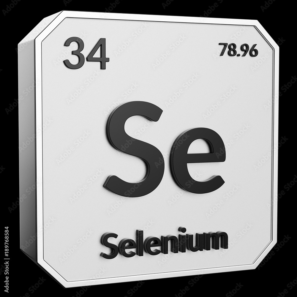 Upright Metal Plaque with Black 3D Text of Chemical Element Selenium Upright Metal Plaque with Black 3D Text of Chemical Element Selenium