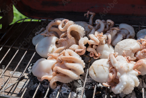 Cooking the grilled polyps