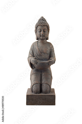 Buddha statue at full length isolated on white background photo