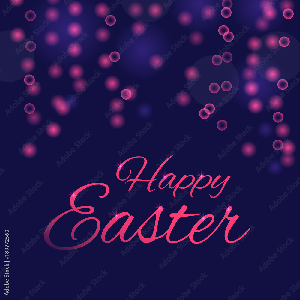 Easter banner background, template with beautiful light effect and bokeh. Modern postcard or invitation for holliday