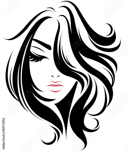 women short hair style icon, logo women on white background