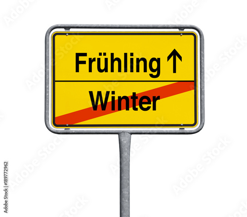 Schild Frühling Winter