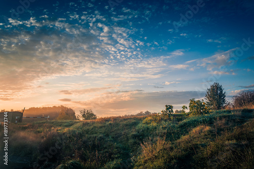 Fields, forests and roads in autumn