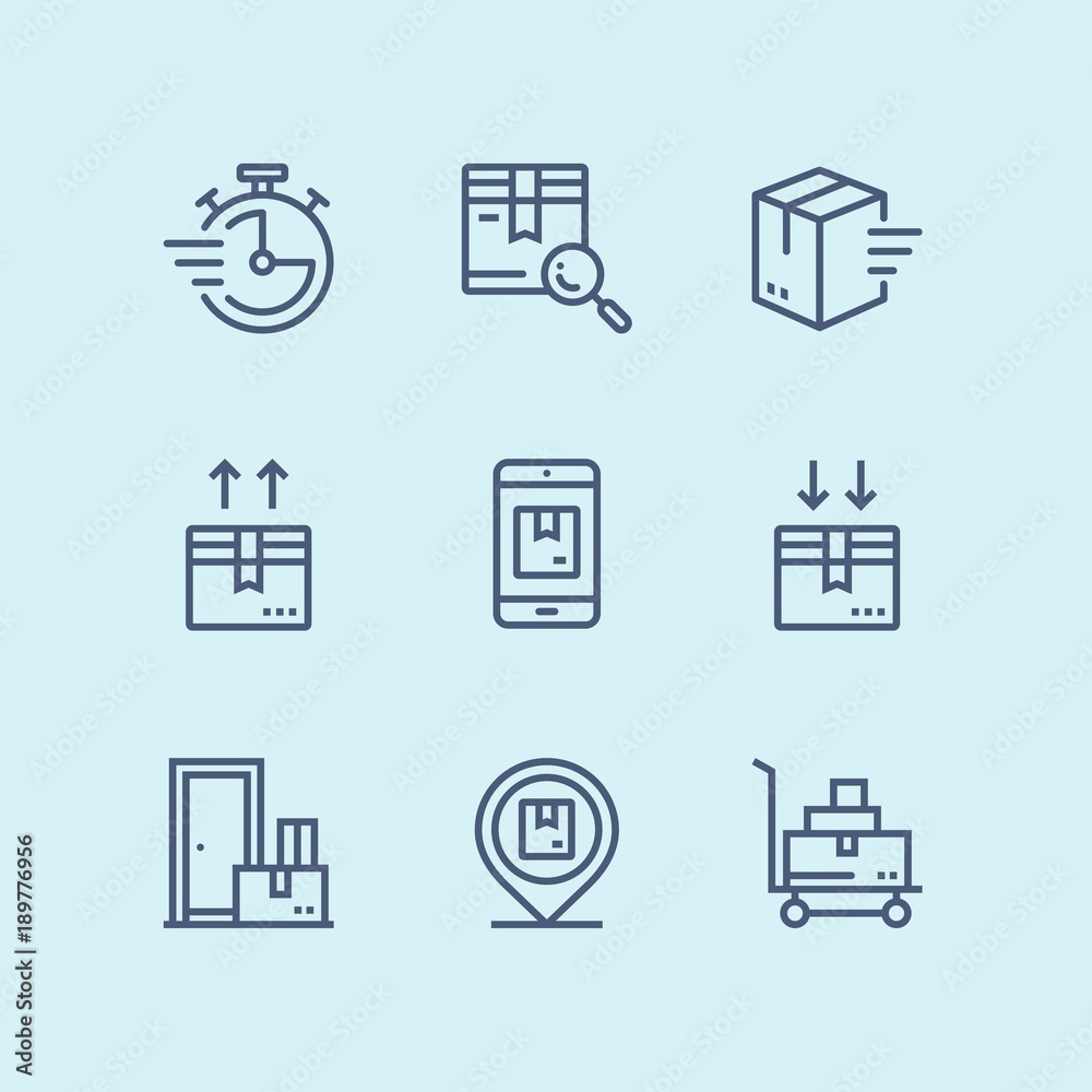 Outline Delivery, shipment, cargo icons for web and mobile design pack 3