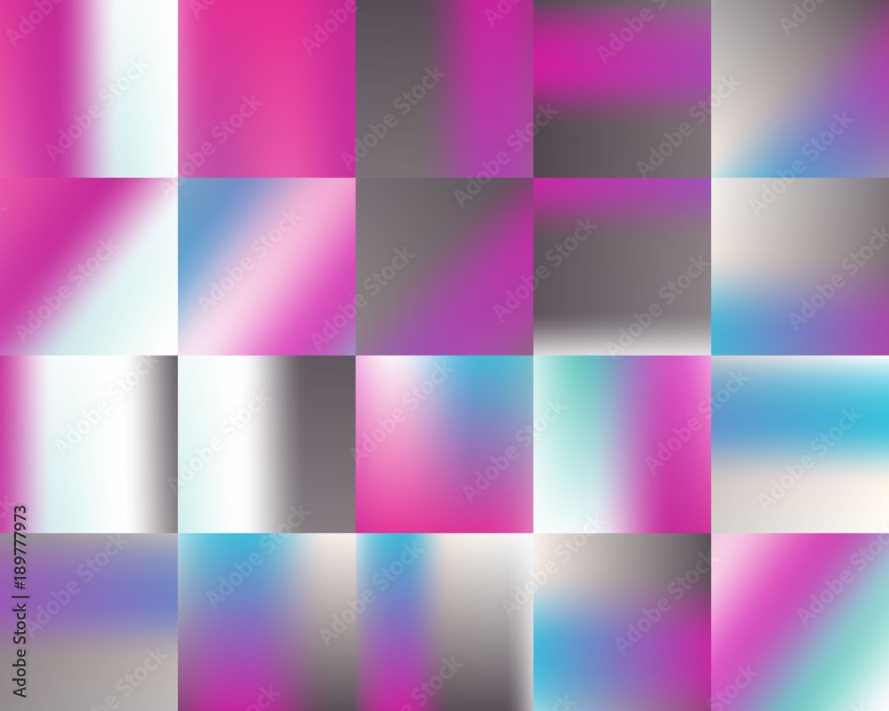 Bright spotted striped magenta blue white gray rainbow gradient background set. Diagonal, vertical and horizontal texture abstract pack wallpapers for any design and art.