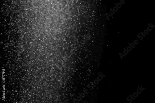 The texture of the snow on a black background