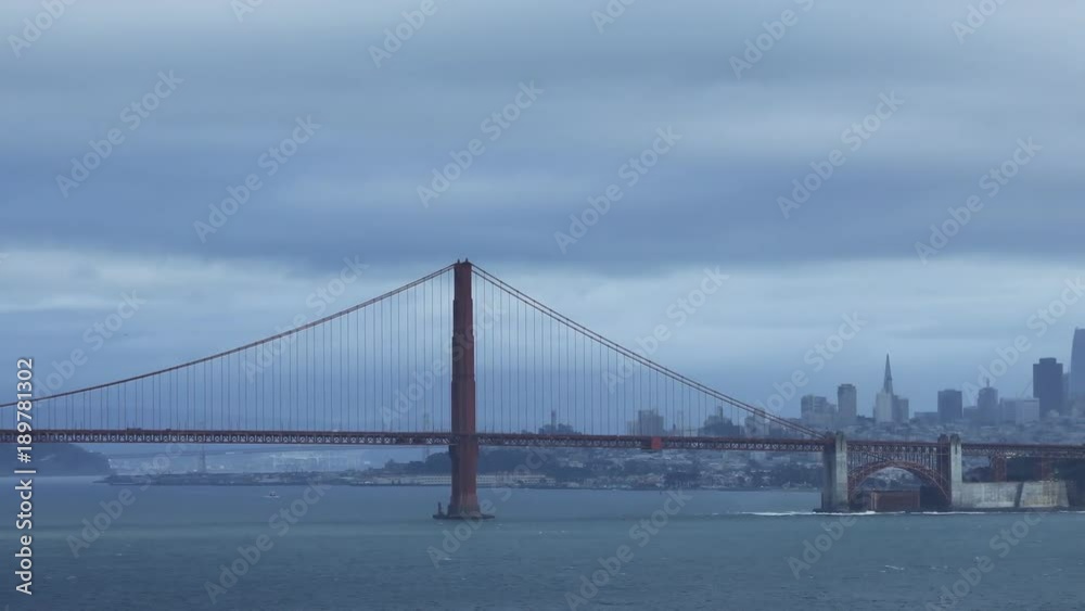 Timelapse pan of the Golden Gate Bridge across the bay 4K Timelapse pan of the Golden Gate Bridge across the bay 4K