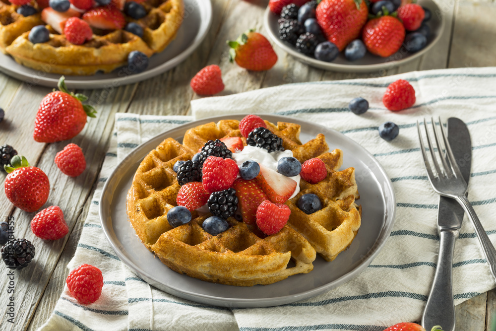 Sweet Homemade Berry Belgian Waffle Sweet Homemade Berry Belgian Waffle