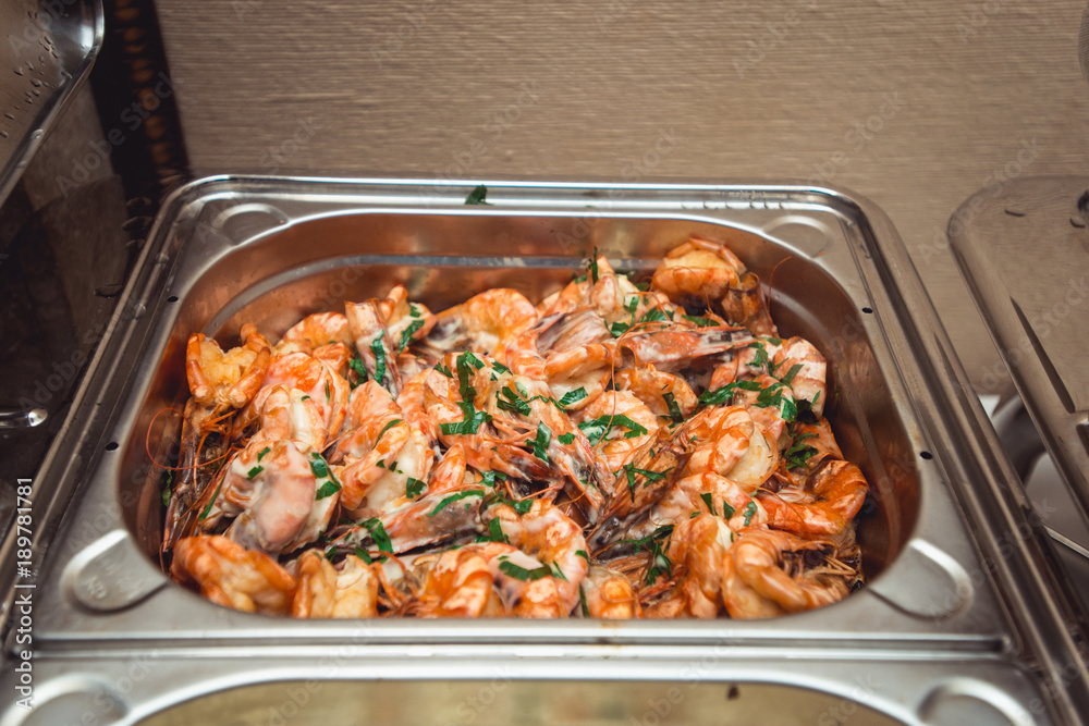 Backed Shrimps in a shrimp in sour cream sauce Backed Shrimps in a shrimp in sour cream sauce