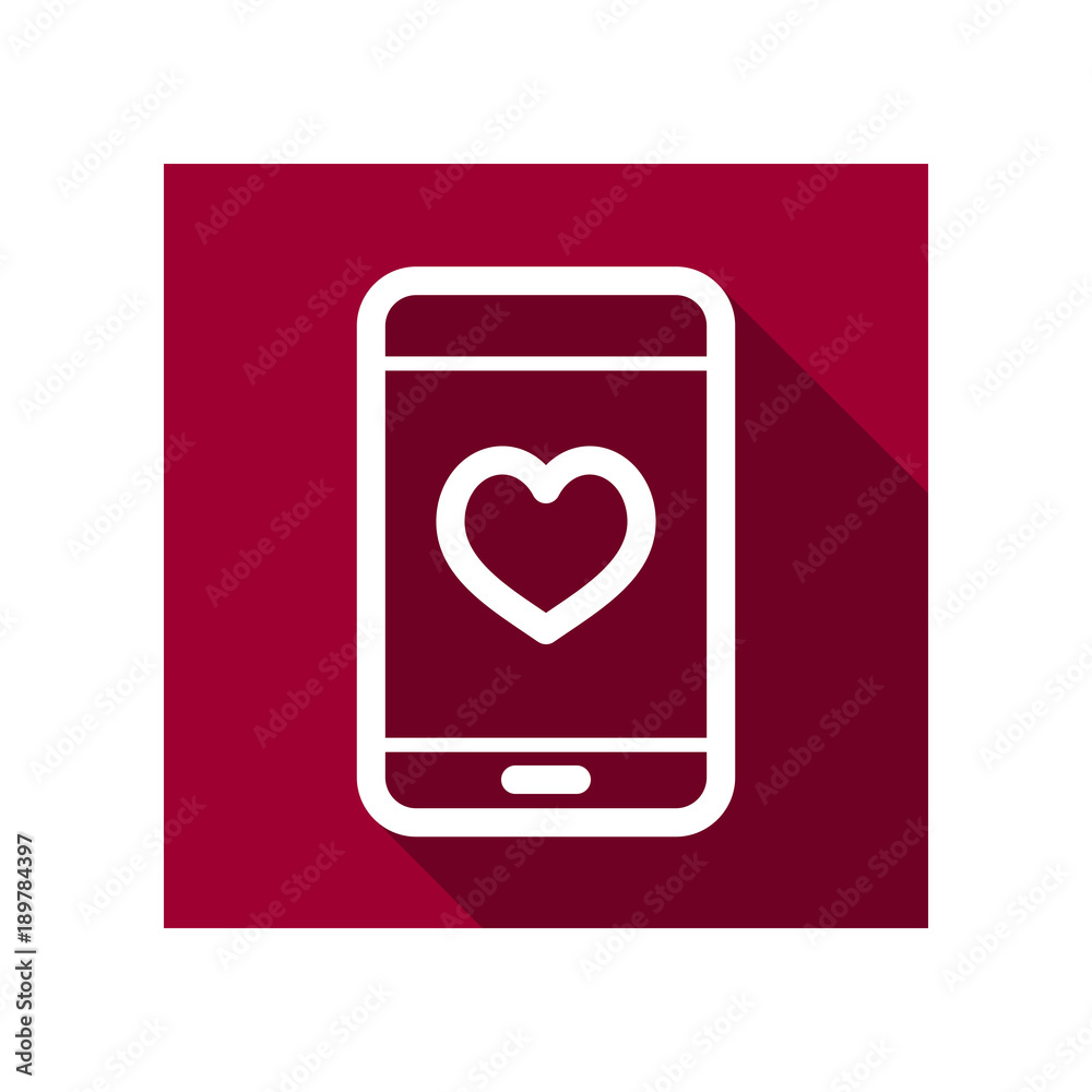 Heart smartphone icon, romantic telephone call Heart smartphone icon, romantic telephone call