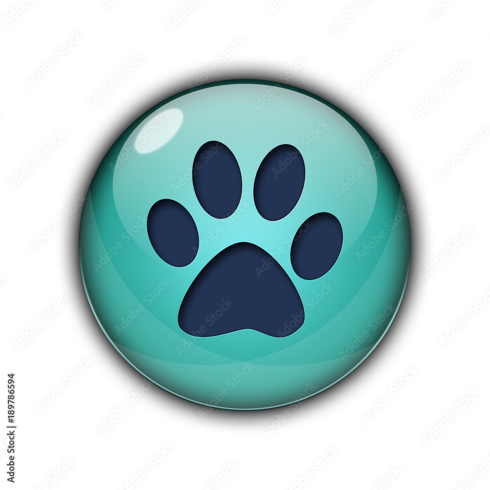 Button Icon Logo footprint of dog blue color Button Icon Logo footprint of dog blue color