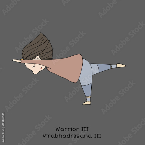 Kid yoga pose. Warrior III