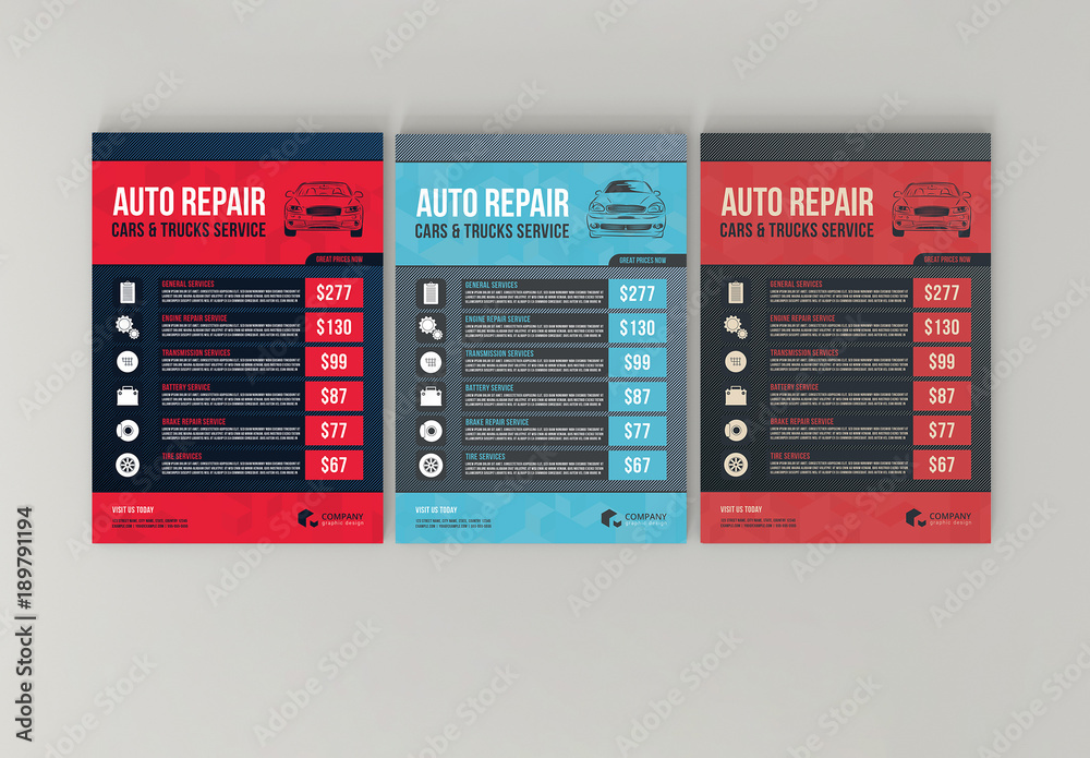 Automotive Services Flyer Layouts 12 Stock Template | Adobe Stock