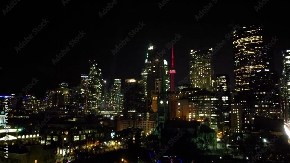 custom made wallpaper toronto digitalGrainy static shot of Toronto Downtown skyscrapers at night in the winter, from east to South West