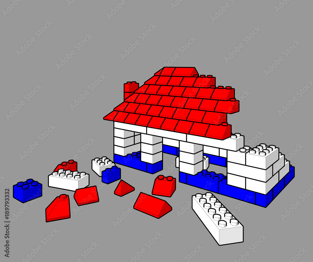 building a toy house with lego blocks Stock Vector Adobe Stock