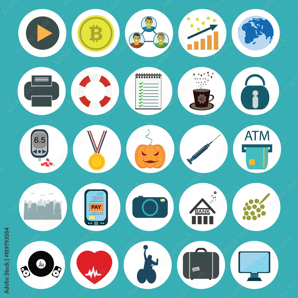 Set of web and technology development icons Set of web and technology development icons