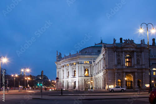 the historic Burgtheater in Vienna (Austria), most important german language theatre in the world, at night