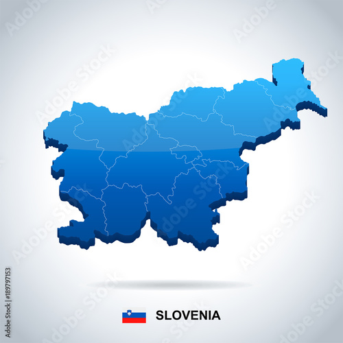 Slovenia - map and flag - Detailed Vector Illustration