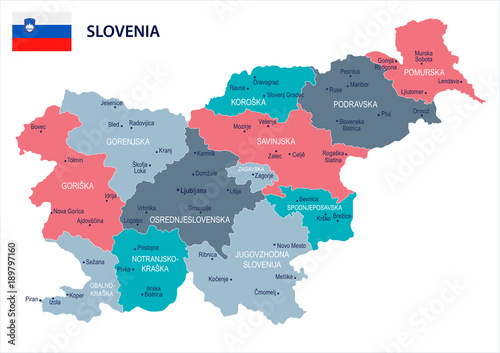 Slovenia - map and flag - Detailed Vector Illustration