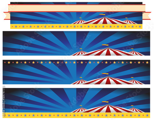 Circus Carnival Tent Banner Background Set