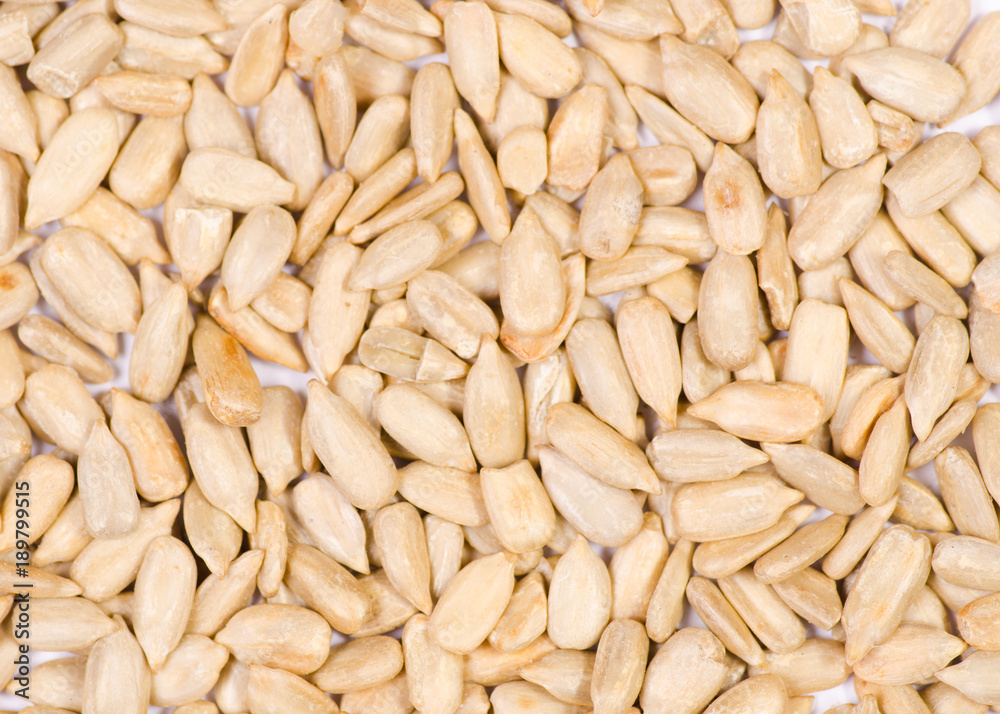 Sunflower seeds on white background Sunflower seeds on white background