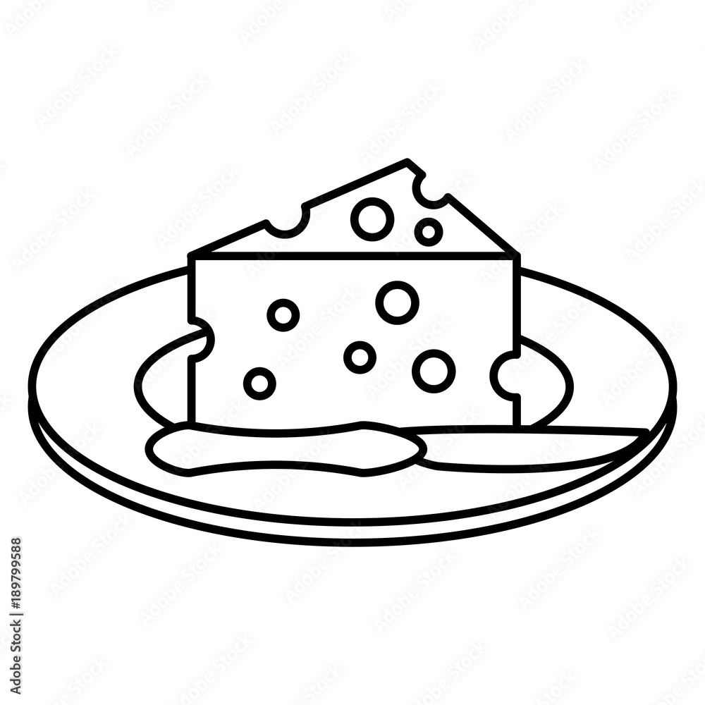 dish with cheese piece and knife dish with cheese piece and knife