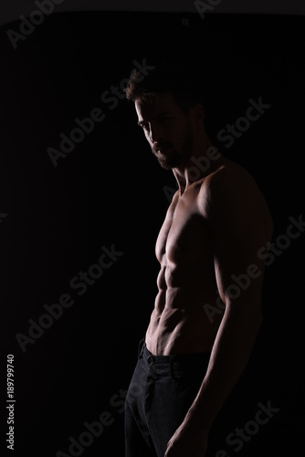 Fitness model silhouette on black background