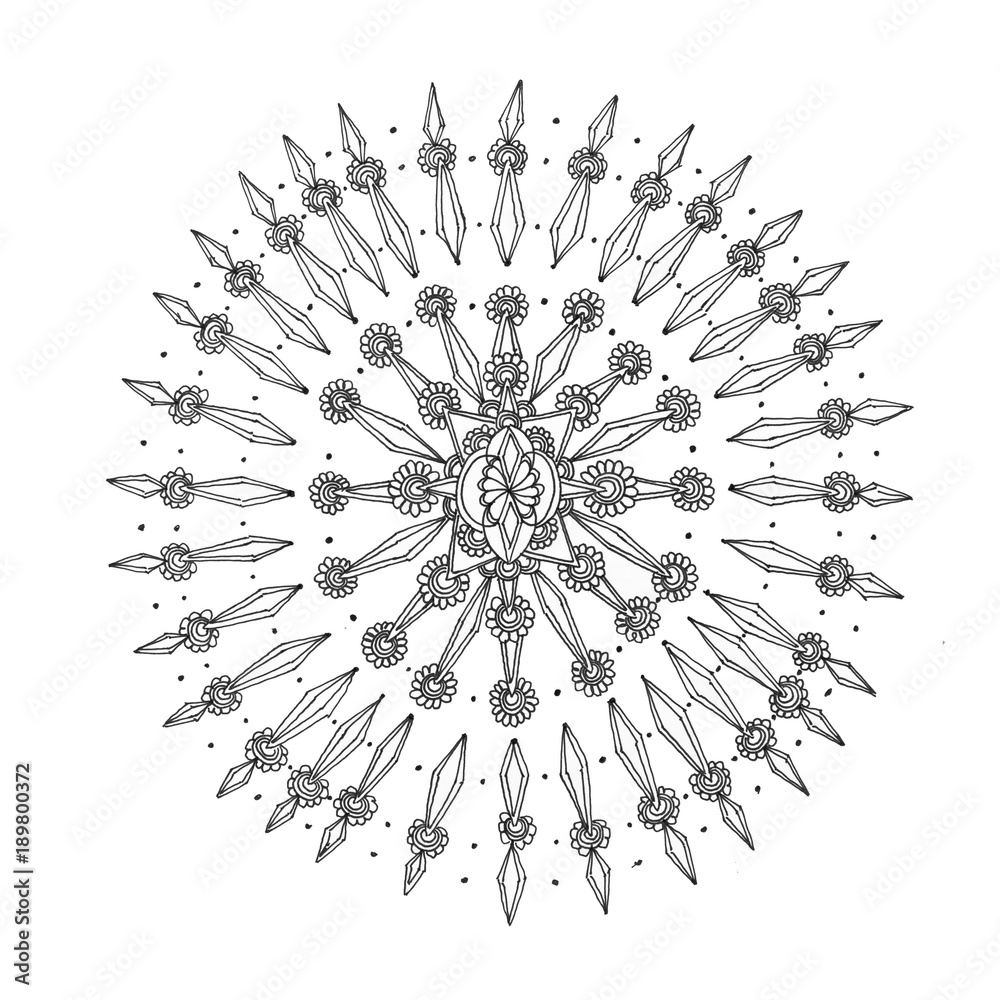 Obraz premium mandala hand-drawn on paper then digitized
