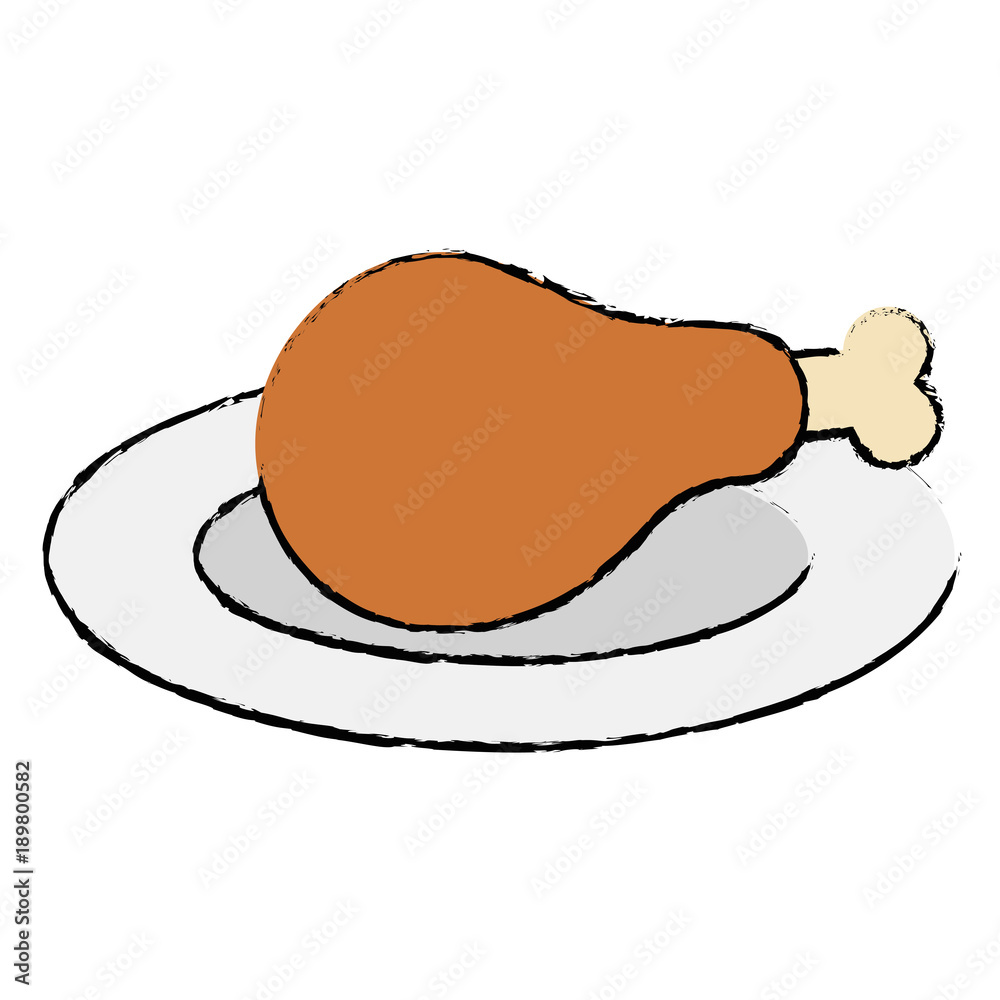 dish with thigh chicken meat icon
