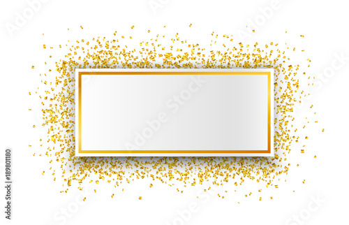 Luxury Celebrations background with falling pieces of metallic gold glitter and confetti
