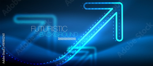 Techno neon glowing arrow background