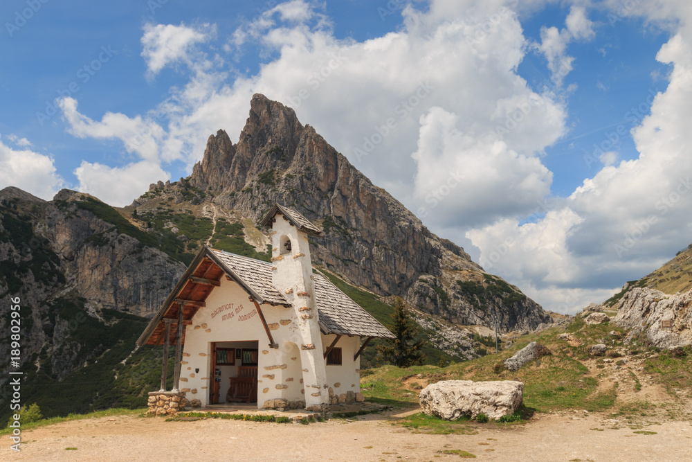 Small chapel at Falzarego Pass, Italy Small chapel at Falzarego Pass, Italy