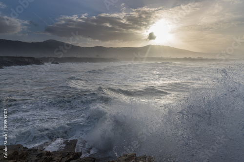 Canvastavla the sea crashes hard on the coasts of Galicia, with beautiful impressive waves,