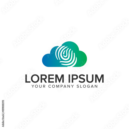 finger Print security cloud logo design concept template. fully editable vector