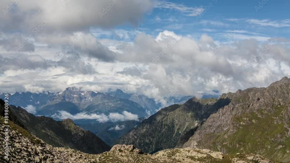 Summer Mountains Time Lapse. Clouds Movement At Sunny Weather Summer Mountains Time Lapse. Clouds Movement At Sunny Weather