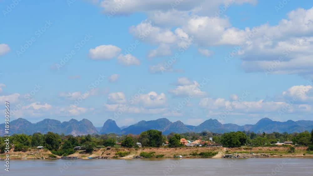 Time Lapse beautiful nature along Mekong river between Thailand and Laos at Nakhonphanom, Thailand - Pan effect Time Lapse beautiful nature along Mekong river between Thailand and Laos at Nakhonphanom, Thailand - Pan effect