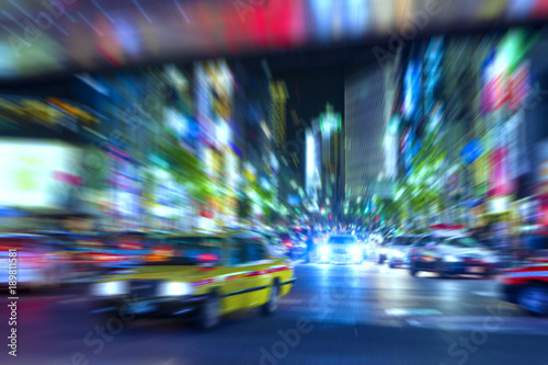 Motion Blur of Night Traffic, Tokyo, Japan