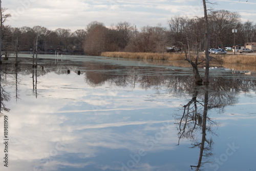 Sunrise on Bayou Desiard a bayou in Ouachita Parish, Louisiana. Long exposure of the primary water source for the City of Monroe.