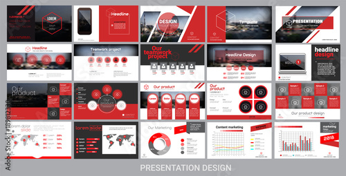 presentation template for promotion, advertising, flyer, brochure, product, report, banner, business, modern style on black and red background. vector illustration