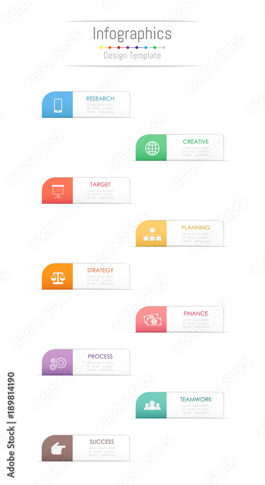 Infographic design elements for your business data with 9 options, parts, steps, timelines or processes. Vector Illustration. Infographic design elements for your business data with 9 options, parts, steps, timelines or processes. Vector Illustration.