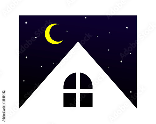 night residence residential home house housing image vector icon logo