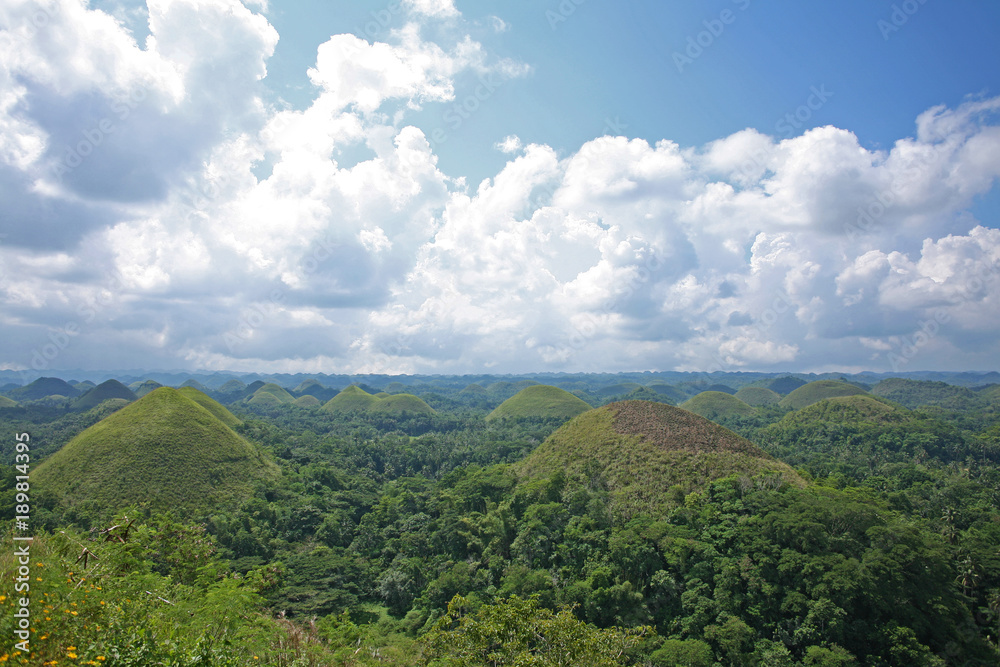 View of the chocolate hills, in Bohol province of the Philippines